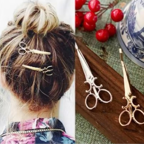 Scissors Hair Pin Gold and Silver Hair accessories - Picture 1 of 3